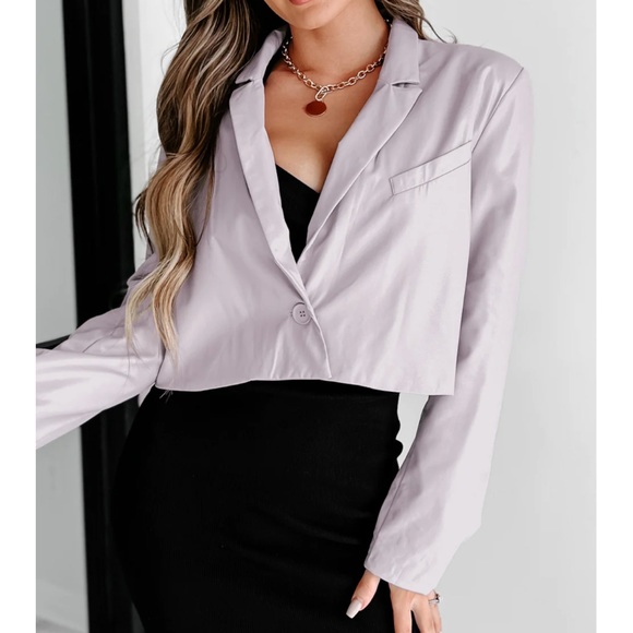 Faux Leather Crop Jacket - Picture 9 of 11